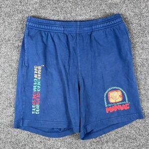 Brain Dead Shorts Mens M Blue Climbing Maniac Stretch Drawstring Sweat